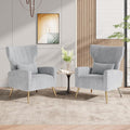Nalupatio Modern Accent Chairs for Set of 2 Upholstered Velvet Fabric Reading Chair Mid Century Arm Chair Comfy Armchair for Living Room,Light Gray