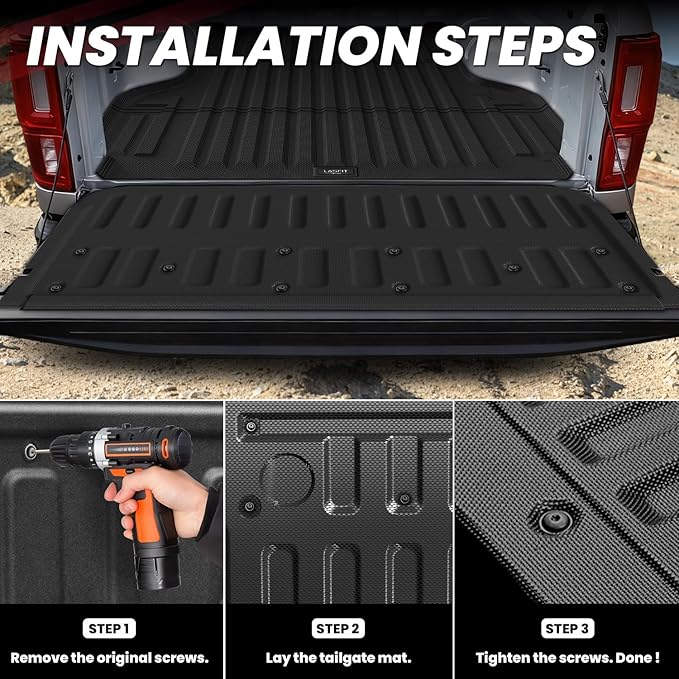 LASFIT Tailgate Mat for Ford Ranger 2023 2022 2021 2020 2019 Truck Tailgate Liner All Weather Protector TPE Easy Clean Tailgate Cover