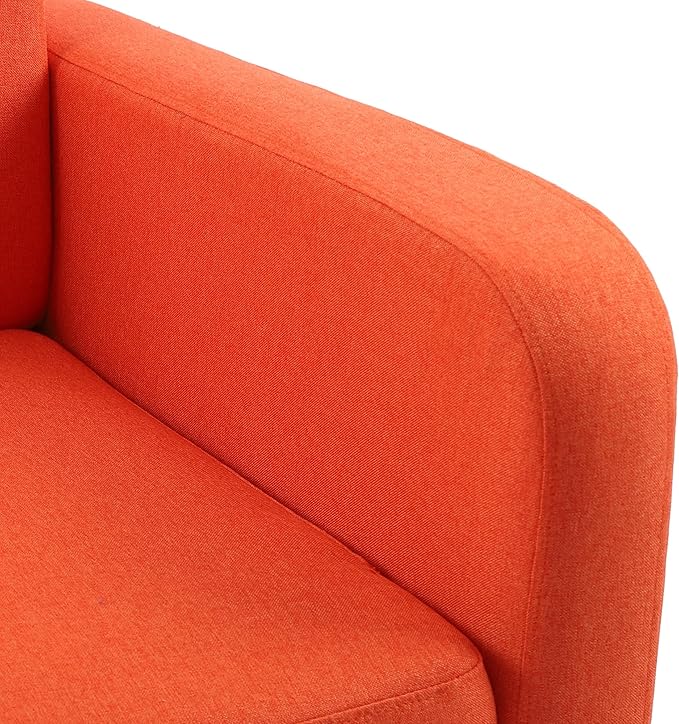 LSSPAID Modern Accent Chairs, Upholstered Fabric Cozy Armchairs, Living Room Side Chair with Solid Wood Legs, Orange
