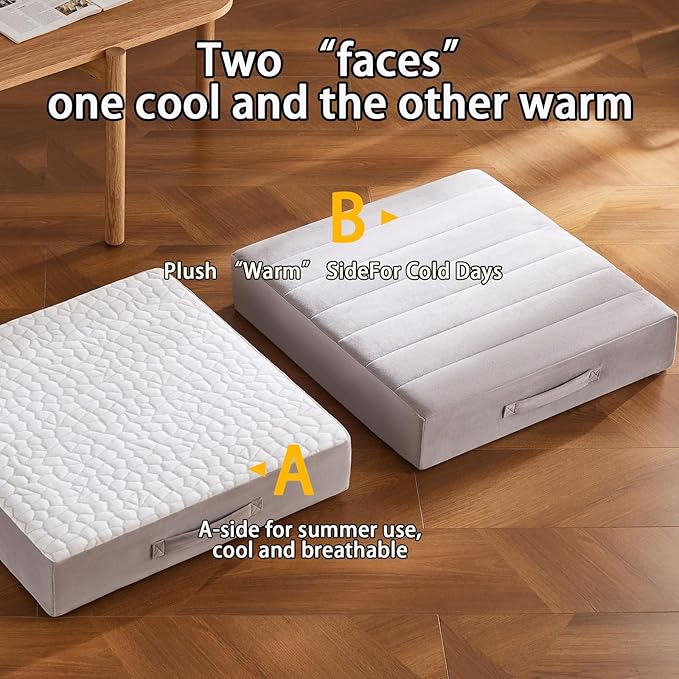 OMDZSWXQY 22 inch Floor Pillow for Adults and Kids - Meditation Cushions and Yoga Cushion for Floor Sitting - Ideal for Living Room and Outdoor Use - Machine Washable (Light Gray)