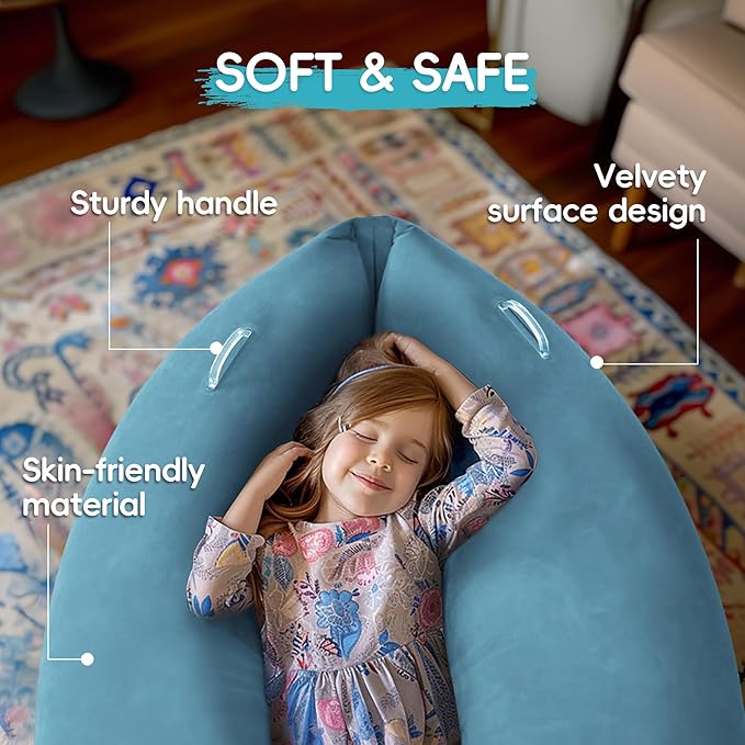 OUTREE Upgraded Sensory Chair for Kids — 60" Sensory Pod Inflatable Peapod for Children, Includes Electric Air Pump,Sensory Toys Giftfor Kids with Autism,Light Blue