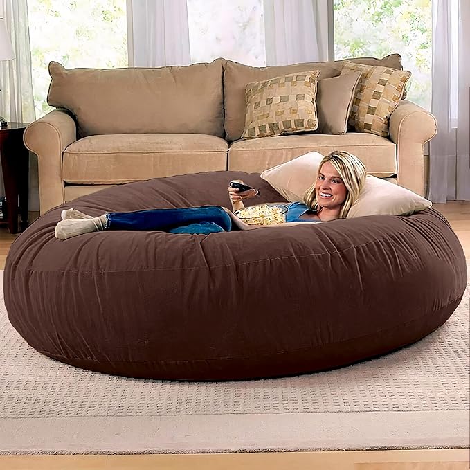 Jaxx 6 Foot Cocoon - 2-in-1 Convertible Bean Bag Bed & Large Bean Bag Chair for Adults, Chocolate