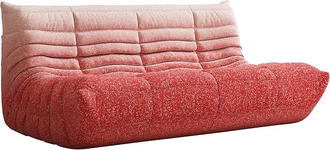 Bean Bag Chair, Fireside Chair, Large Bean Bag Chair for Adults, Bean Bag Chairs for Teens with High-Resilience Foam, Non-Slip Base Floor Lounge Sofa,Living Room (Gradient White-Pink, 3-Seater)