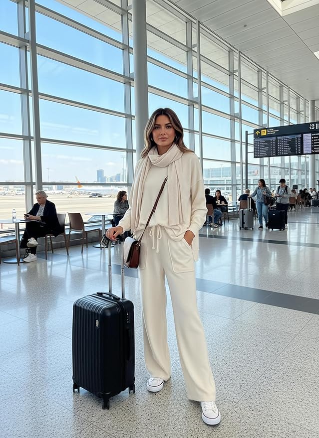 ETCYY NEW Lounge Sets for Women 2 Piece Outfits with Side Split Sweatshirt Tops and Wide Leg Sweatpants