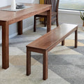 Vadisun 100% Solid Oak Wood Dining Bench, 47.3'' Entryway Bench Extra Chair Seat Long Ottoman with Squre End & Round Corner for Kitchen Living Room Bedroom, Walnut