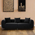 87" Sherpa Boucle Cloud Couch Modern 3 Seater Sofa with Solid Wood Legs, 25" Extra Deep Seat, Comfy Thick Cushion Upholstered Sofa Couches with 3 Pillows for Living Room, Black