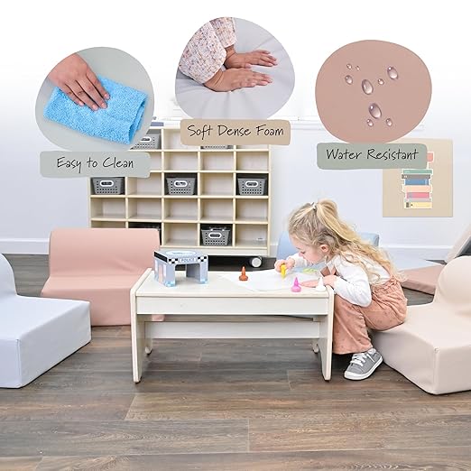 Children's Factory Library Lounger, Flexible Seating Classroom Furniture, Comfy Kids Chairs, Glacier Gray, Single Lounger