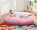Hobestluk 6FT Bean Bag Chair Large Beanbag Lounger with Removable Cover Adult Bean Bag Chair with Portable Handle Desgin for Living Room Bedroom (Pink, 6FT)