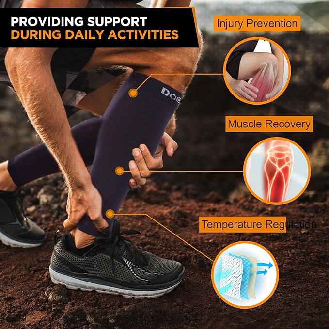 Doc Miller Compression Calf Sleeve for Men & Women – 20-30mmHg Graduated Support for Running, Shin Splints, Calf Strain – Knee High, Small to 6XL Plus Size