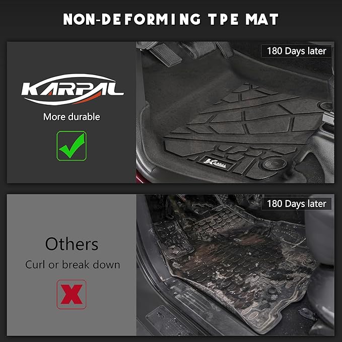 KARPAL Floor Mats for Ram 2500/3500 Crew Cab 2019-2025 2026, TPE All-Weather Floor Liners 1st & 2nd Row Car Mats, Ram Accessories