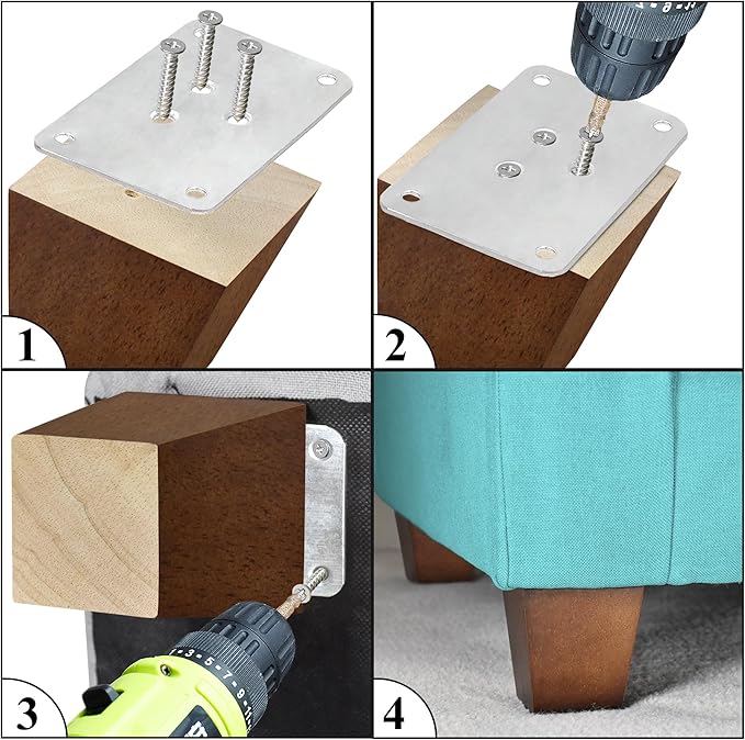 AORYVIC 3 inch Furniture Legs Wood Sofa Legs, Universal Couch Legs Bed Risers Replacement Dresser Legs for Futon, Ottoman, Love Seat, Easy to Install, for U.S.Made and Other Furniture