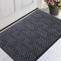 XADP Front Door Mat 29.5"x17" Indoors Outdoors Welcome Mats, Waterproof Non-Slip Rubber Backing Heavy Duty Doormat Outside Entrance, Low Profile Entryway Rugs Floor Mat for Patio, Pattern B Grey