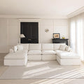 155''Cloud Sectional Couch, Modern L-Shape Sofa with Ottoman, Oversized Convertible 6 Seater Modular Couches for Living Room, Warm White