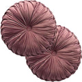 Teieas 2 Pcs Round Throw Pillows Decorative Pumpkin Velvet Boho Pleated Bed Pillows Back Support for Couch Chair Dorm Car 14.96'' (Blush)