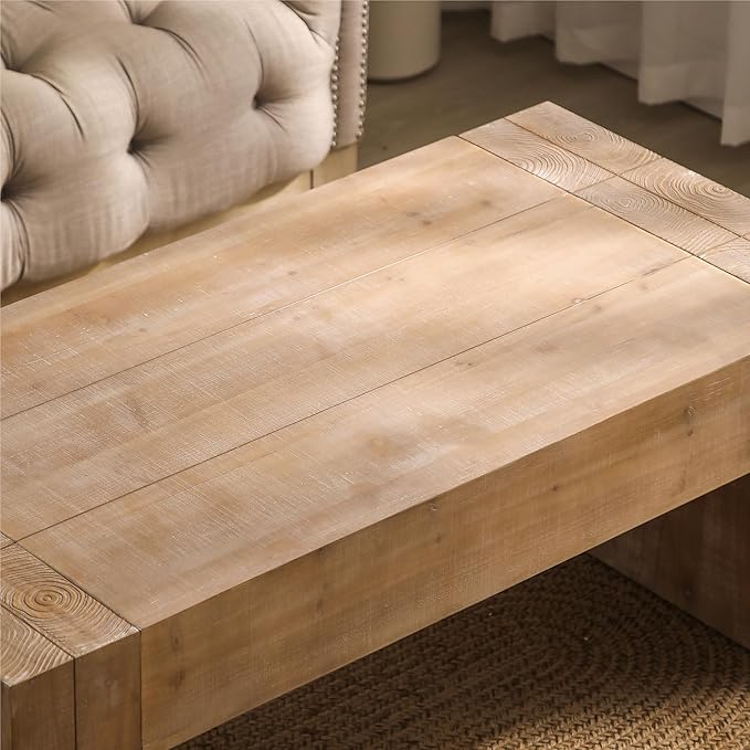 49" Rustic Wood Coffee Table,Modern Farmhouse Rectangular Table for Living Room