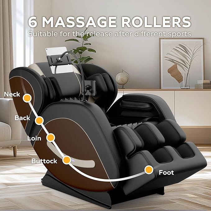 2026 Massage Chair for Full Body 4D Zero Gravity, with Body Scan & Heat Therapy, SL-Track Shiatsu Foot Rollers, Yoga Stretch, Heating Function, for Home Office Use (Brown)