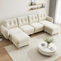 YITAHOME 108" Convertible U-Shaped Couch, 6-Seat Modular Sectional Sofa with Curved Armrests and 4 Pillows, High-Density Memory Foam for Living Room