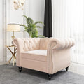 QHITTY Accent Chair, Chesterfield Chair Modern Velvet Upholstered Chair with Tufted Back for Living Room Furniture (Beige)
