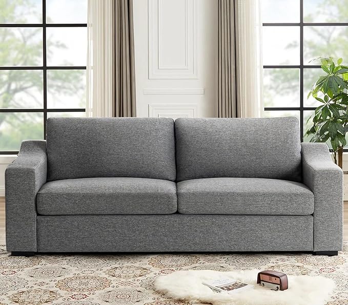 ELUCHANG Oversized 85" Modern Sofa Couches for Living Room, Natural Linen 3 Seater Sofa with Extra Deep Seats,Upholstered Sofa Cushion&Detachable Cover,Comfy Sofa Couch for Apartment,Dark Grey