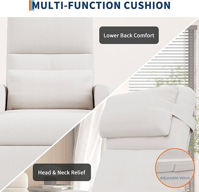 GarveeHome Power Recliner Chair, Adjustable Electric Recliner Ergonomic Overstuffed Single Sofa, Tall Back, Padded Seat, 2 Side Pockets and USB Port, Home Theater Seating for Living Room