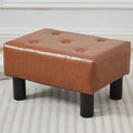 FIMIVIBI Small Foot Stool Ottoman, Faux Leather Footstool Ottoman Foot Rest for Couch, Rectangle Footstools and Ottomans Small for Living Room, Entryway and Bedroom (Bright Brown)