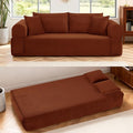 GJQ 3 Seater Couch for Living Room,83" Sofa in a Box,Cloud Sofa Bed with Tufted Cushion & Backrest, Corduroy Boneless Couch Upholstered Floor Sofa with Storage Pockets,No Assembly Required,Orange