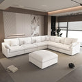 WJShome Cloud Couch for LivingRoom,190" U Shaped Modular Sectional Sofa with Ottoman,Down Filled 9 Seater Convertible Sleeper Sofa Bed Oversized Furniture Sets,White