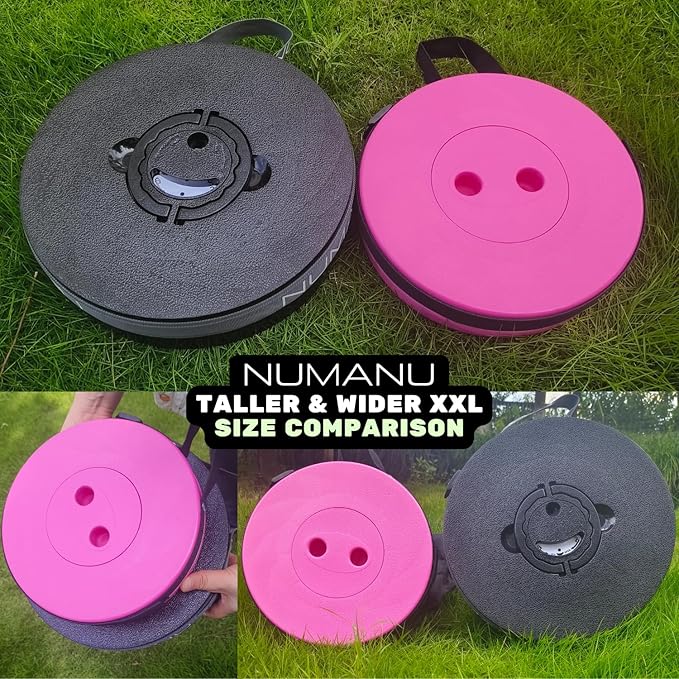 NUMANU 2025 Upgraded XXL Collapsible Stool & 3IN1 Cushioned Carry Bag, 2.7"-19.7" Height Adjustable, Max 1,000lbs Portable Retractable Telescoping Seat, Foldable Camping Stool for Adults (XXL Round)