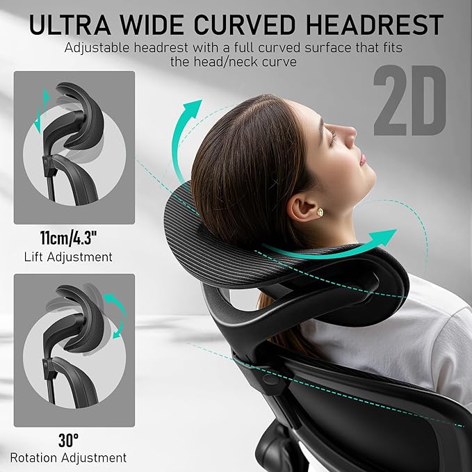 High Back Ergonomic Office Chair, Breathable Mesh Desk Chair with Lumbar Support, Adjustable Headrest, Flip-up Armrests, Computer Gaming Chair, (Black, 8Pack)
