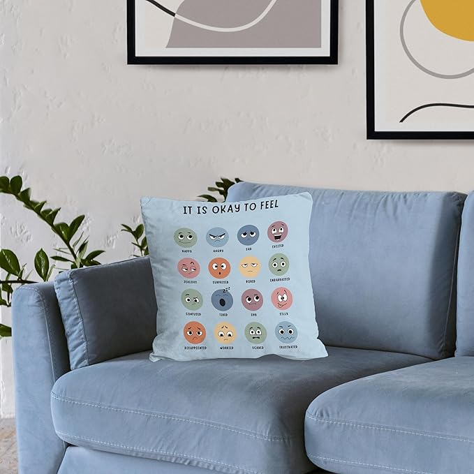 Nogrit Counseling Office Must Haves Blue Pillow Cover, Calming Corner, Mental Health Pillowcase Decor for Home Kids,Mental Health Counselor Gifts, Calming Corner Pillow Covers 24x24