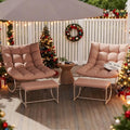 DAYAOUTDOOR Rocking Chair Outdoor Set of 2, Extra Wide Outdoor Chair with Cushion, Patio Rocking Chairs with Ottoman, Patio Papasan Rocking Chairs for Porch, Garden, Lawn, Khaki