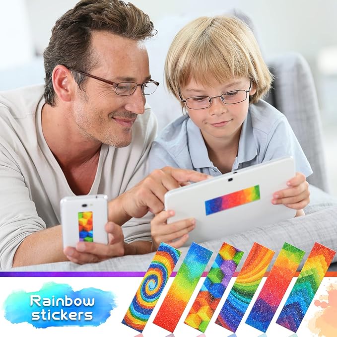 Gersoniel 36 Pcs Anxiety Sensory Stickers Strips Adhesive Textured Mental Health Calm Stickers Mindfulness Fidget Decals Stress Anxiety Relief Items for Therapy Office Desk(Rainbow Style)