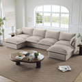 Lopzeho 146” Oversized Modular Sectional Sofa, Comfy Down Fill Cloud Couch with Detachable Cover, U Shaped Sectional Couches for Living Room, 4 Seater Modular Couch with 2 Ottomans, Light Gray