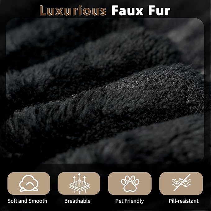 80” Oversized Double Lounge Chaise,Cloud Plush Sofa Bed,Upholstered Boneless Cloud Sofa Deep Seat,No Assembly Required,Modern Corduroy Sleeper Loveseat Chair for Living Room Bedroom Reading,Black
