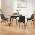 Art Leon Dining Chairs Set of 4, Mid Century Modern Swivel Kitchen Dining Room Chairs, Upholstered Faux Leather Armless Side Chairs with Wood Legs for Living Room Bedroom, Dark Gray