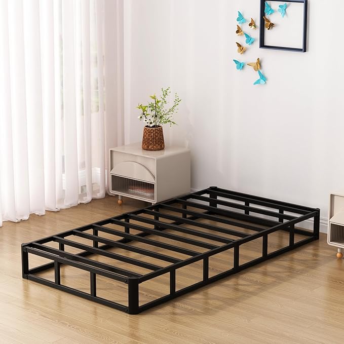 Upcanso 7 Inch Twin Box Spring Bed Base, Low Profile Metal Boxspring Twin with Fabric Cover, 2000 Lbs Max Weight Capacity Mattress Foundation, Noise-Free, Easy Assembly