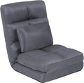 Indoor Chaise Lounge Sofa, Floor Chair with Back Support for Adults, 14 Angle Adjustment Recliner Chair, Folding Floor Lounger with Pillow 8823(Grey-2)