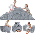 MeMoreCool Foam Climbing Toddler Couch, Modular Kids Sofa with Slide & Stair, Convertible Baby Couch for Playroom, Sectional Furniture for Crawling, Climbing, and Kids’ Play