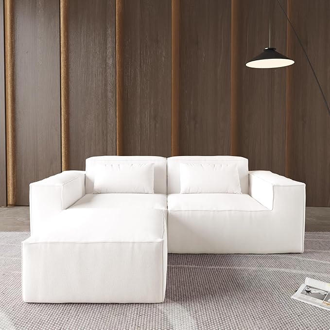 JACH 86.62" Modular Sectional Couch, Huge Plus Love Seat Sofa, Modern Comfy Cloud Couches with Reversible Chaise Ottoman, Sofa Furniture for Living Room, Office, Apartment, Beige