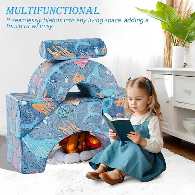 MeMoreCool Foam Climbing Toddler Couch – Modular Sofa with Slide & Stairs | Convertible Playroom Couch | Crawling & Climbing Soft Furniture | Washable Cover | Gift for Kids