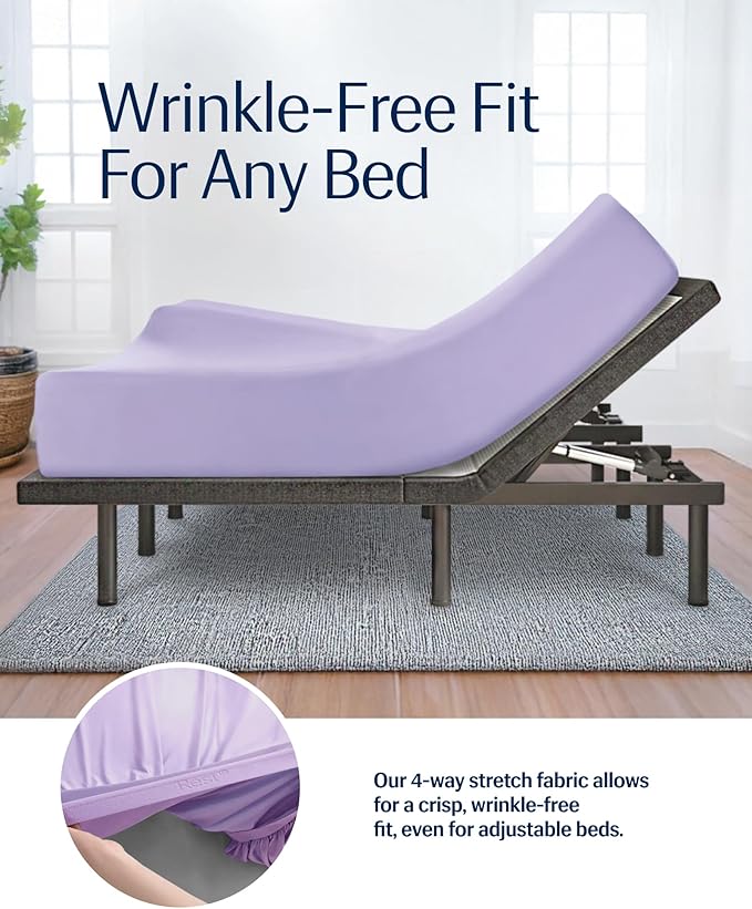 REST® Evercool®+ Fitted Sheet, Queen, Lavender Breeze, 15" Deep(up to 18’’), Breathable Bedding for Hot Sleeper and Night Sweats, Bed Sheet with Ionic+ Self-Cleaning Silver Yarn for Sensitive Skin