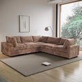 WJShome Cloud Couch Modular Sectional Sofa,118" Oversized 5 Seater Convertible Sofa,V Shaped Plush Couch for Living Room,Comfy Wide Seat Couches,Covers Washable&Replaceable-Brown