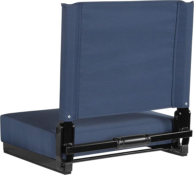 Flash Furniture Grandstand Portable Stadium Seats for Bleachers or Benches, Folding Padded Stadium Chairs with Handle, Pack of 2, 500 lb. Weight Capacity, Navy Blue