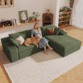 107" Cloud Sectional Couch with L-Shape Chaise,Corduroy Viral Boneless Sofa for Living Room,Modern Memory Foam Couches in a Box with Deep Seat,No Assembly Required (Green,Right-Facing Chaise)