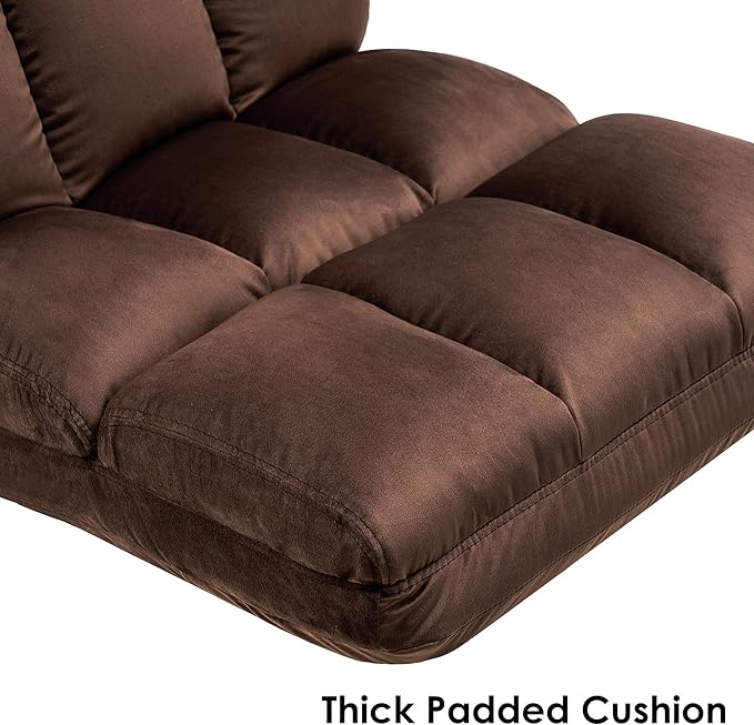 MCombo Velvet Accent Chair with Ottoman Set, Modern Armless Chair for Living Room, Bedroom, Small Space 0014 (Velvet, Brown)