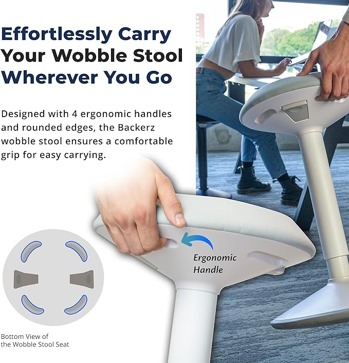 Standing Desk Stool Chair, Height Adjustable Stool 21-31 inch for Office and Classroom, Swivel Stool, Anti-Slip Bottom Ergonomic Wobble Stool with Rocking Motion, White