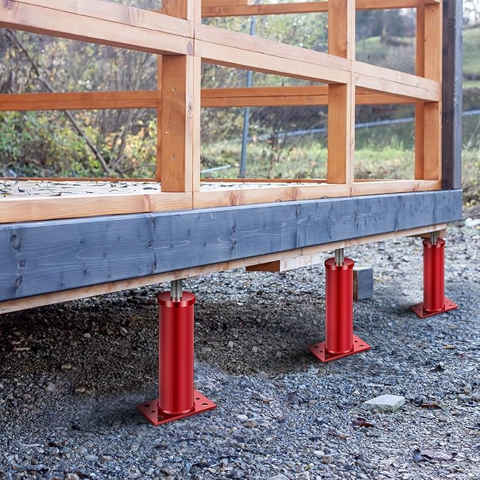 Yaocom 4 Pcs House Jacks for Leveling, Adjustable Jack Post 12"-16" Basement Floor Jack, Supports Stabilizer Screw Jacks for House Foundation, Stairs, Porches, Roof Beams, Load Capacity 11023 Lbs
