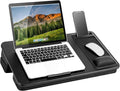 LAPGEAR Extra Large Adjustable Lap Desk – Fits Laptops up to 17.3”, Adjustable Cushion, Memory Foam Wrist Rest, Mouse Pad, Device Ledge, & Phone Slot – Black Carbon - Style No. 88108