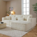 HYJT-H&K Modular Sectional Sofa Cloud Sectional Couch, 107" Comfy Fluffy L Shaped White Couches for Living Room, Deep Seat Memory Foam Plush Corduroy Boneless Couch Sectionals Right Facing Chaise Sofa