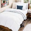 Bare Home Bedding Set 4 Piece Comforter & Sheet - Twin XL - Goose Down Alternative - Ultra-Soft 1800 Premium Bed Set (Twin XL, White/White)